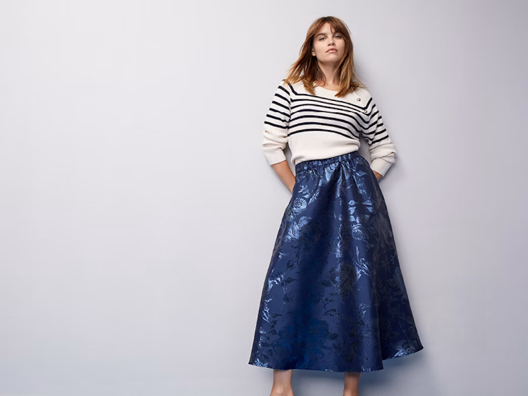 Scoett Geschaft 23 Scoett Geschaft -Scoett Geschaft Z4EKTJbqstJ99UEV Damen Rockblau PulloverweissmitStreifenblau